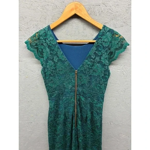 ABS Allen Schwartz Teal Lace Midi Dress - Picture 4 of 10